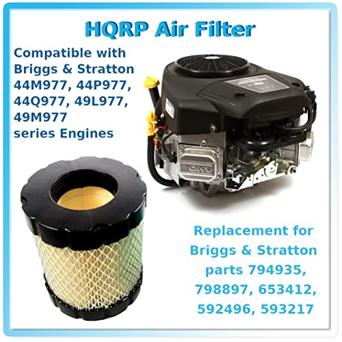 HQRP Filter with Pre-filter compatible with Briggs & Stratton 794935, 798897, 653412, 592496, 593217 fits 44M977, 44P977, 44Q977, 49L977, 49M977 Engines