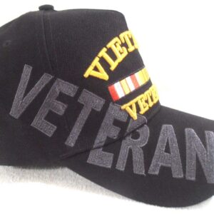 Vietnam Veteran Baseball Cap 3D Embroidered Military Apparel for Men and Women Black