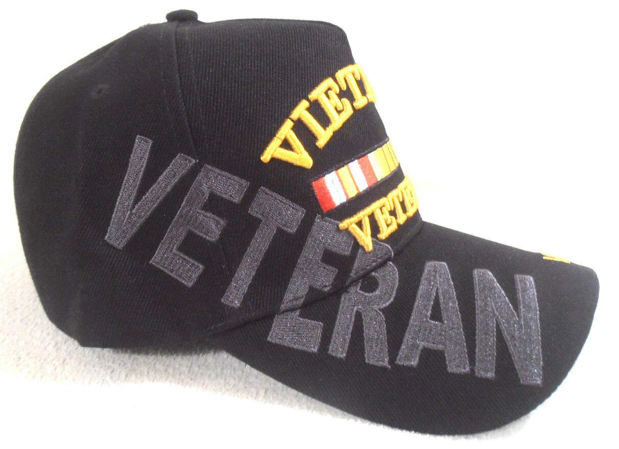 Vietnam Veteran Baseball Cap 3D Embroidered Military Apparel for Men and Women Black