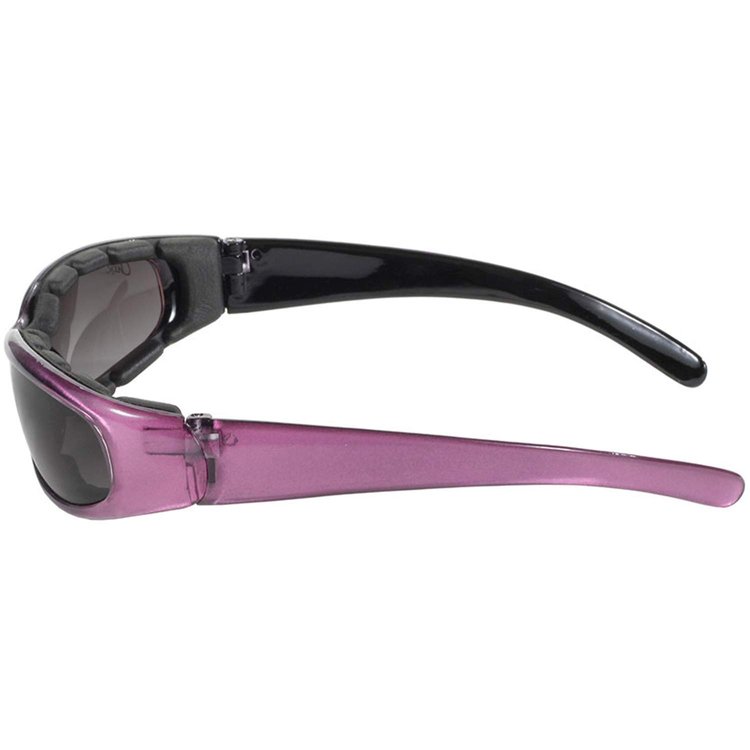 Chix 2 Pairs of Rally Women's Padded Motorcycle Sunglasses Purple Frames Clear & Grey Gradient Lenses