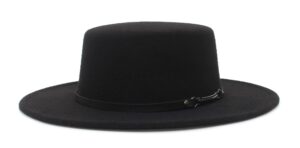 eozy women men classic felt fedora hat wide brim flat top jazz panama hat casual party church hat