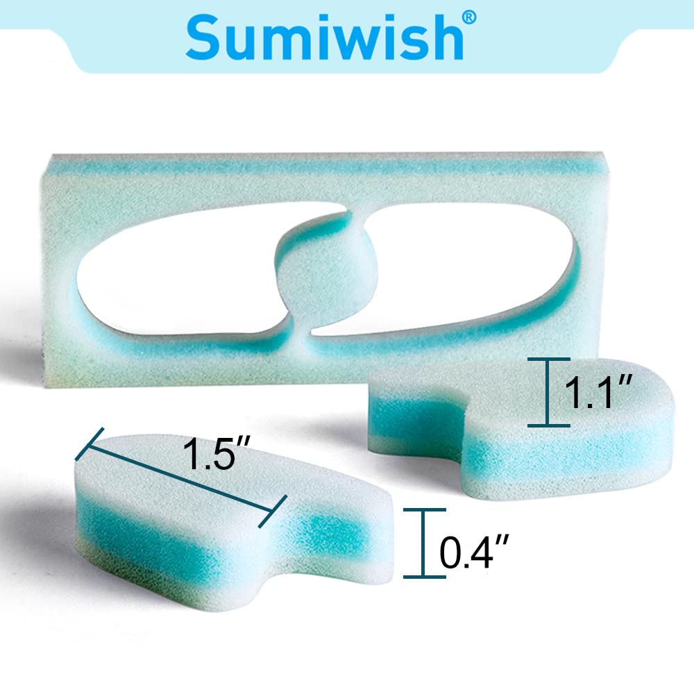 Sumiwish Foam Toe Separators, 10 Pack Breathable Toe Spacers, Reduce Friction and Relieve Corns Pain, Overlapping Toes Corrector - (Blue)