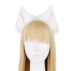 HAOAN Handmade Faux Fur Fox Wolf Ears Headband Halloween Christmas Cosplay Party Costume Accessories