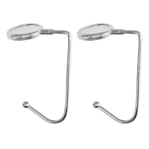 kwmobile purse hooks for table - set of 2 metal handbag hook holder hand bag hanger for tables, desks, silver