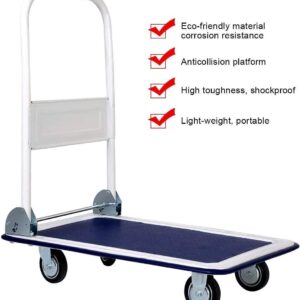 Folding Platform Truck, Hand Push Cart, Warehouse Rolling Flatbed Dolly with Swivel Wheels, 330 LBS Load Capacity, Ideal for Home, Auto, Office Use