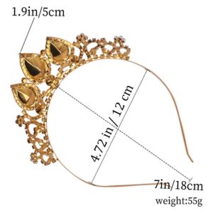 COCIDE Girls Crystal Tiara Gold Birthday Crown Rapunzel Pearl Headband for Kid Rhinestone Princess Hairpiece for Women Red Gem Wedding Hair Accessories for Flower Girls Halloween Costume Cosplay Gift