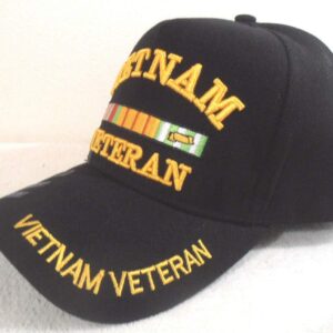 Vietnam Veteran Baseball Cap 3D Embroidered Military Apparel for Men and Women Black