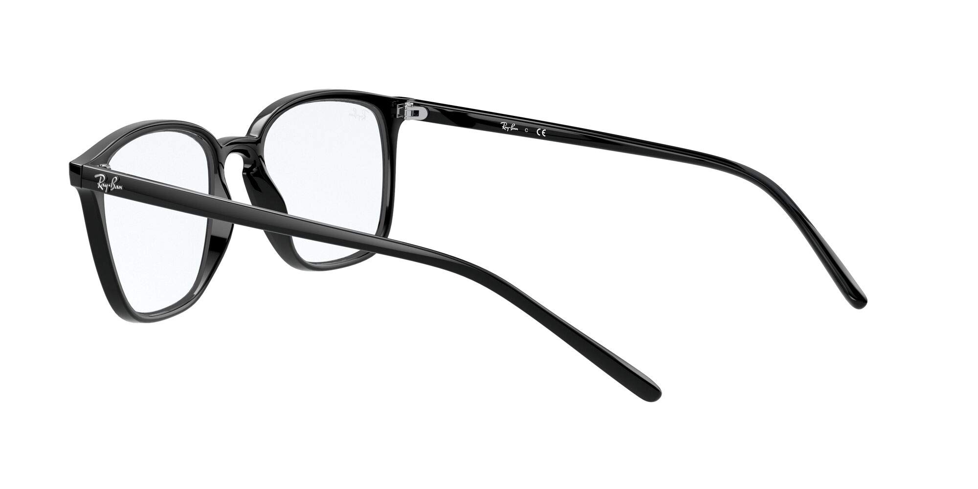 Ray-Ban RX7185F Low Bridge Fit Square Prescription Eyeglass Frames, Black/Demo Lens, 54 mm