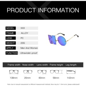 ENTHYI Letter NO Party Rimless Irregular Design Sunglasses For Men/Women UV400 Streetwear Eyewears (black)