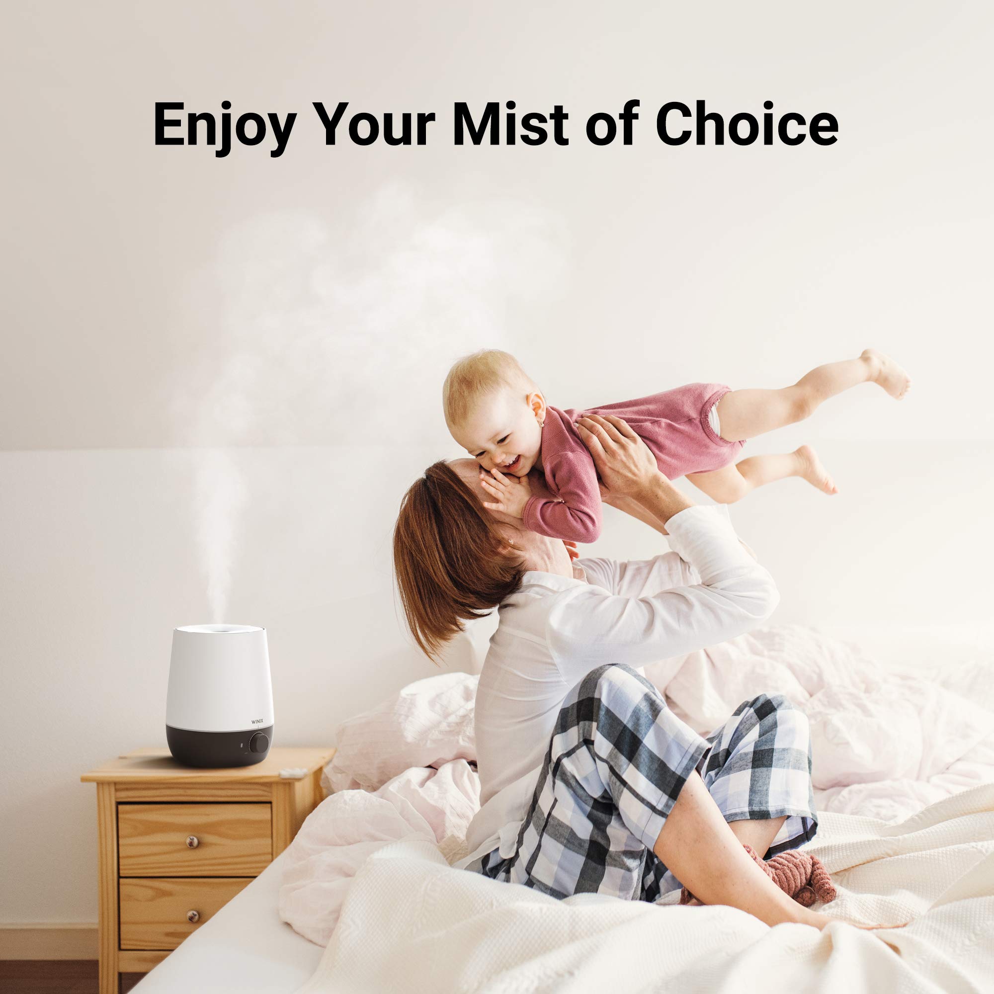 Winix Ultrasonic Cool Mist Humidifier - Premium Humidifying Unit with Whisper-Quiet Operation, Automatic Shut-Off and Night Light Function - Lasts Up to 30 Hours Small