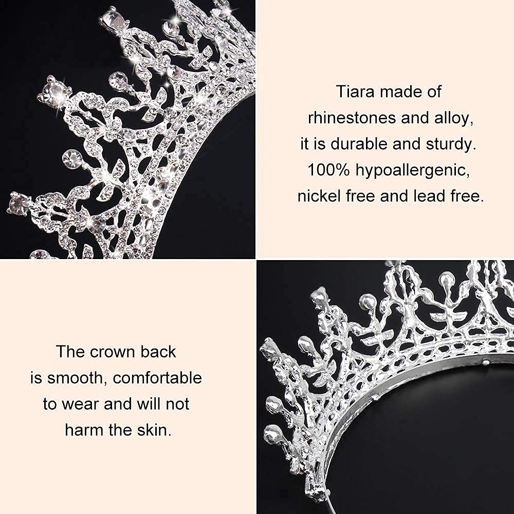 COCIDE Queen Tiaras and Crown with Comb for Women Silver Crystal Headband Rhinestones Princess Hairpiece for Girls Wedding Hair Accessories for Bridesmaids Bridal Prom Halloween Costume Cosplay Gifts