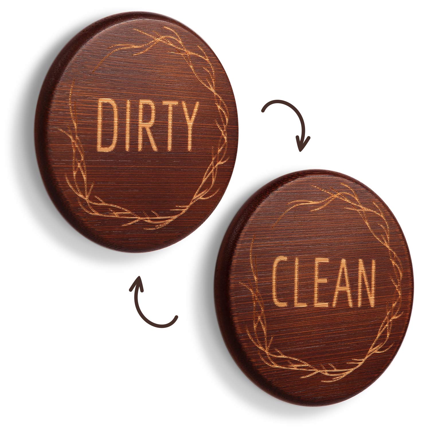 TEYGA Bamboo Dishwasher Magnet Clean Dirty Sign - Clean Dirty Magnet for Dishwasher, Dirty Clean Dishwasher Magnet, Dishwasher Clean Dirty Sign, Clean and Dirty Dishwasher Magnet