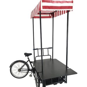 FixtureDisplays® 24" Tire Black Tricyle Vending Cart Ice-Cream Wagon Flower Cart Kiosk Farmers Market Booth Collapsable 10052-NF