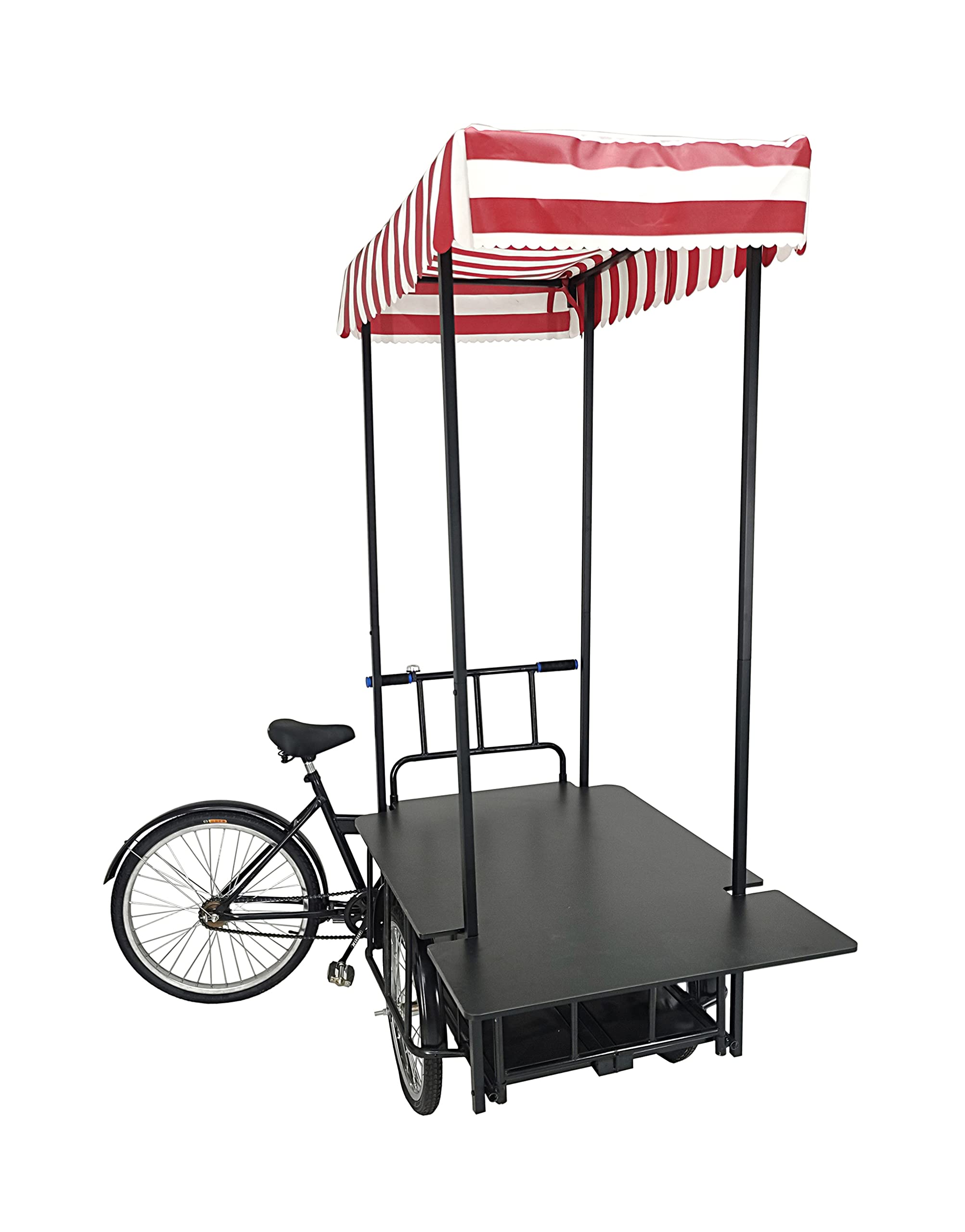 FixtureDisplays® 24" Tire Black Tricyle Vending Cart Ice-Cream Wagon Flower Cart Kiosk Farmers Market Booth Collapsable 10052-NF