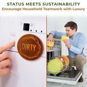 TEYGA Bamboo Dishwasher Magnet Clean Dirty Sign - Clean Dirty Magnet for Dishwasher, Dirty Clean Dishwasher Magnet, Dishwasher Clean Dirty Sign, Clean and Dirty Dishwasher Magnet