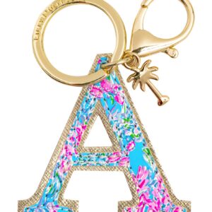 Lilly Pulitzer Leatherette Initial Keychain, Letter Bag Charm for Women, Best Fishes (A)