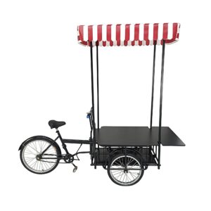 FixtureDisplays® 24" Tire Black Tricyle Vending Cart Ice-Cream Wagon Flower Cart Kiosk Farmers Market Booth Collapsable 10052-NF