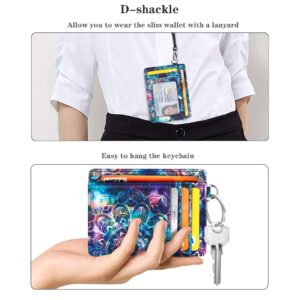 Coco Rossi Slim Front Pocket Wallet RFID Blocking Minimalist Credit Card Holder Wallet with D-Shackle for Women,Mandala