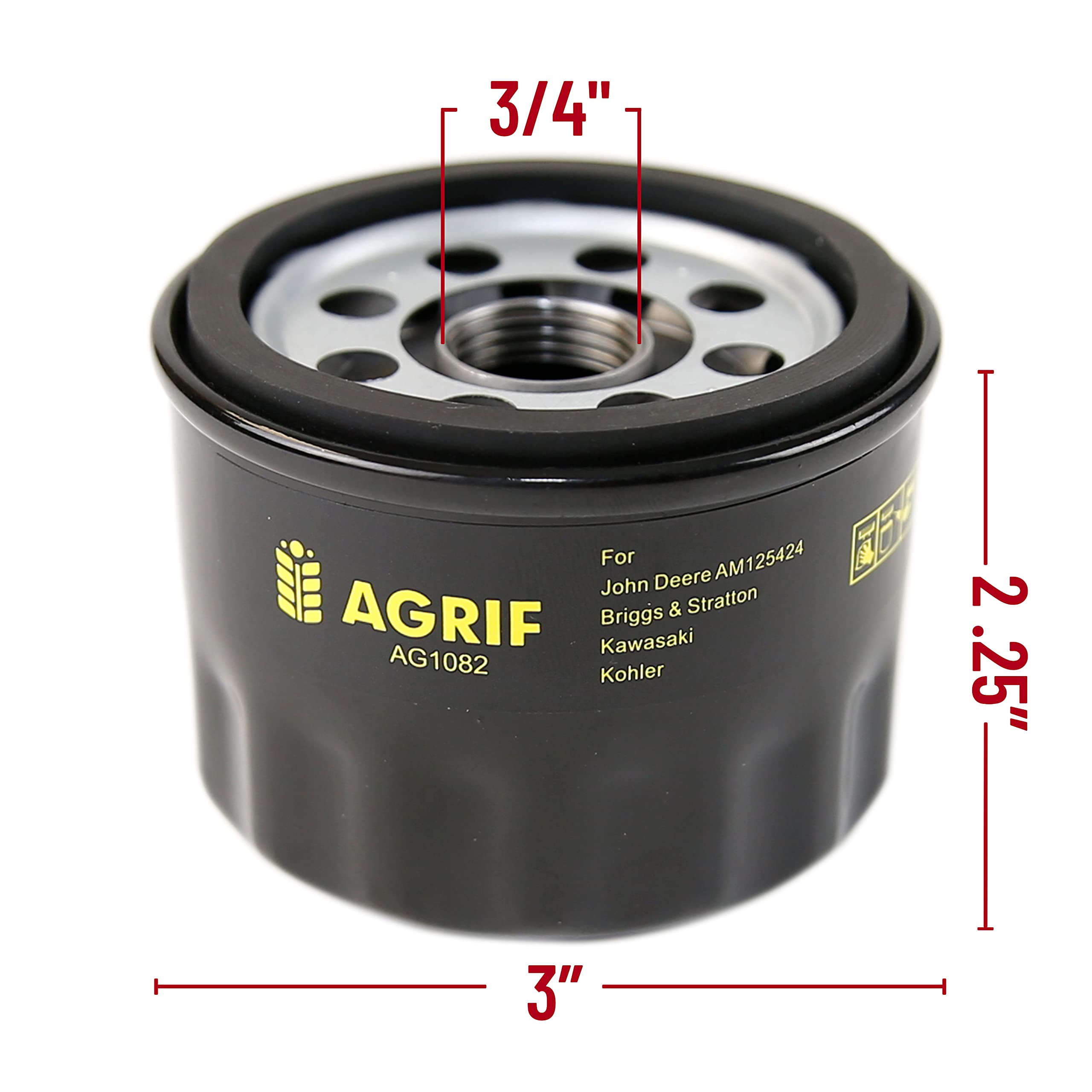 Agrif Replacement 2-Pack Oil Filter Fits For John Deere AM125424, Tecumseh 36563, Kawasaki 49065 7007, Pro Performance Lawn Mower Oil Filter