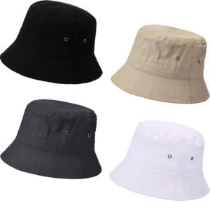 4 pieces bucket hat sun hat packable travel hat beach fishing hat for men women(large)