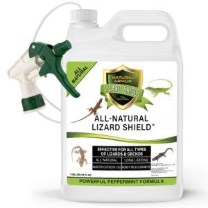 natural armor lizard & gecko repellent spray - powerful peppermint formulation repels all types of lizards & geckos and works better than ultrasonic gimmicks – 128 fl oz - gallon ready to use