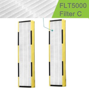 Replacement FLT5000 Filter C for Guardian AC5000, AC5000E, AC5250PT, AC5350B, AC5350BCA, AC5350W, AC5300B, 2 Pack FLT5000 Filters & 10 Pack Carbon Filters