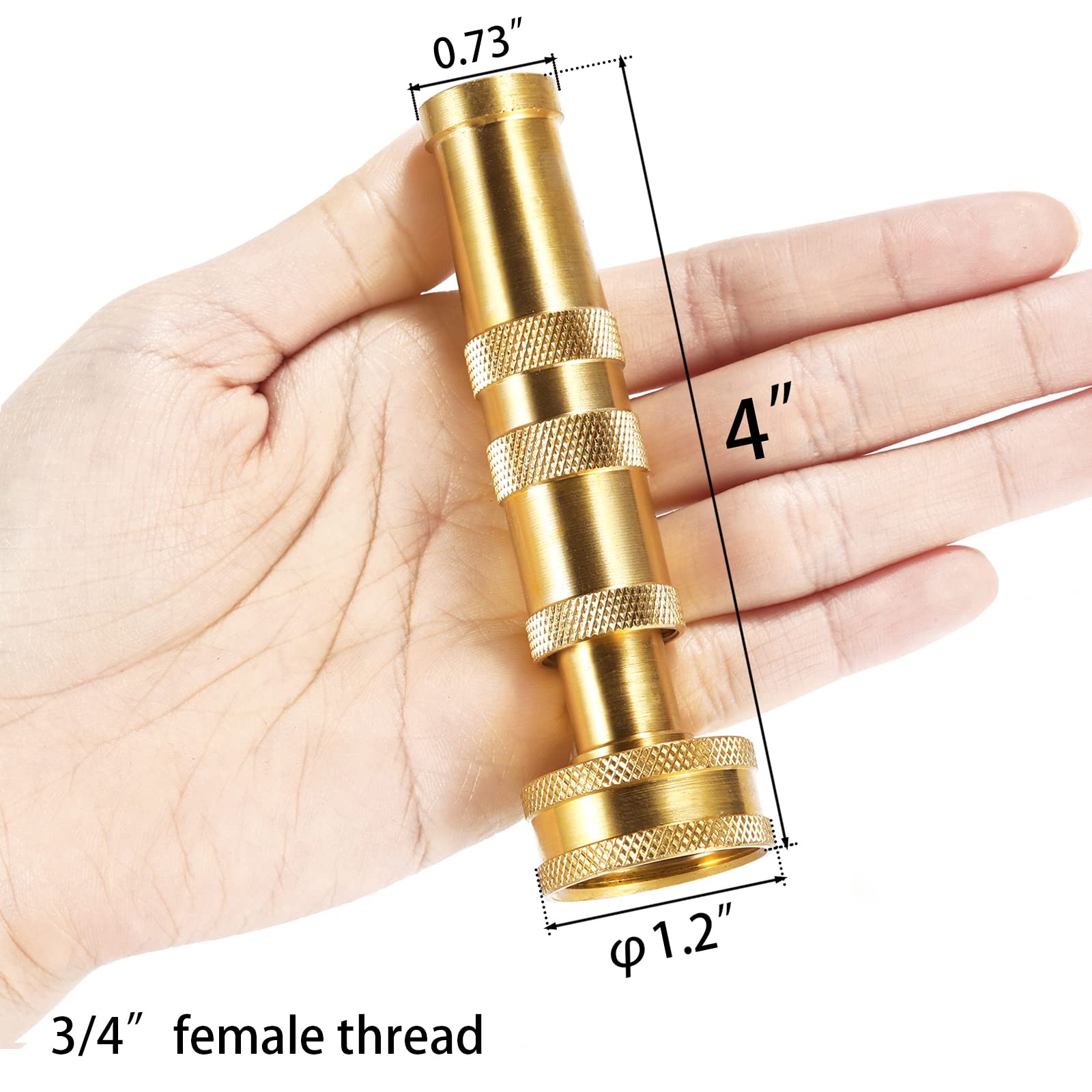 Heavy-Duty Brass Hose Nozzle, Adjustable Twist Hose Nozzle, Jet Sweeper Nozzle, Garden Sprayer