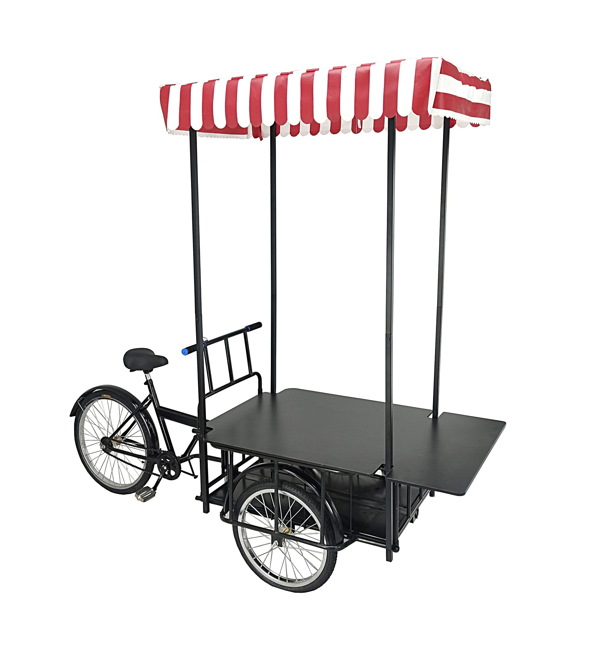 FixtureDisplays® 24" Tire Black Tricyle Vending Cart Ice-Cream Wagon Flower Cart Kiosk Farmers Market Booth Collapsable 10052-NF