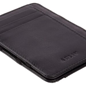 AULIV Card Holder Leather Magic Wallet RFID Blocking Slim Minimalist Front Pocket Credit Card Case for Men Women (Black)