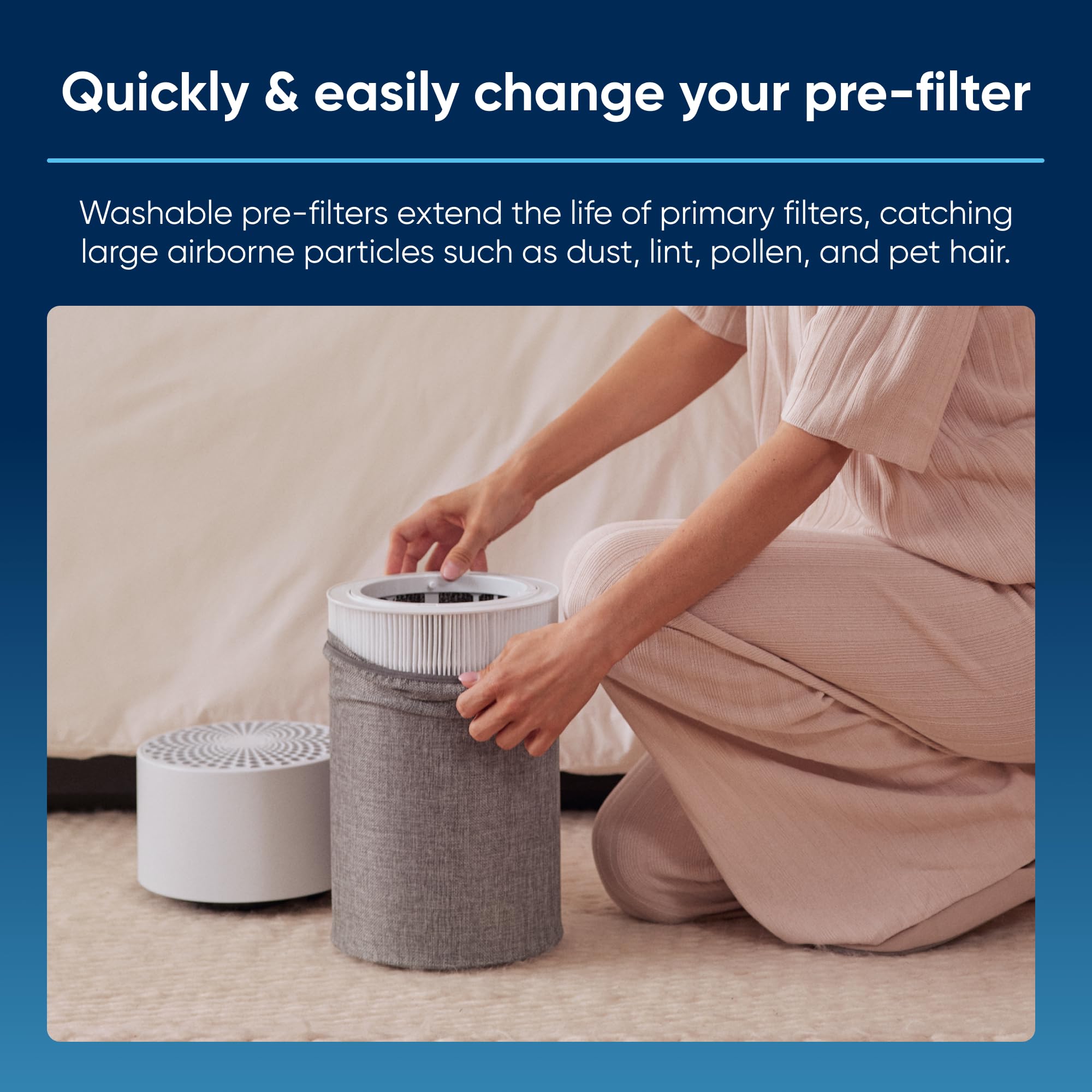 BLUEAIR Blue Pure 511 Genuine Pre-Filter, Fits Blue Pure 511 Air Purifier, Traps Pet Hair, Pollen, Dust, Vacuum Exterior, Washable Fabric, Arctic Trail