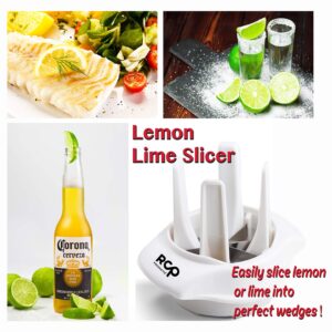 RCP PRODUCTS Lemon/Lime Slicer, to Garnish Food Drink - Stainless Steel Lime Cutter | Lemon Wedge Cutter for Perfect Lime Slices rebanador de limon - Chelda Lemon Salt and Tequila