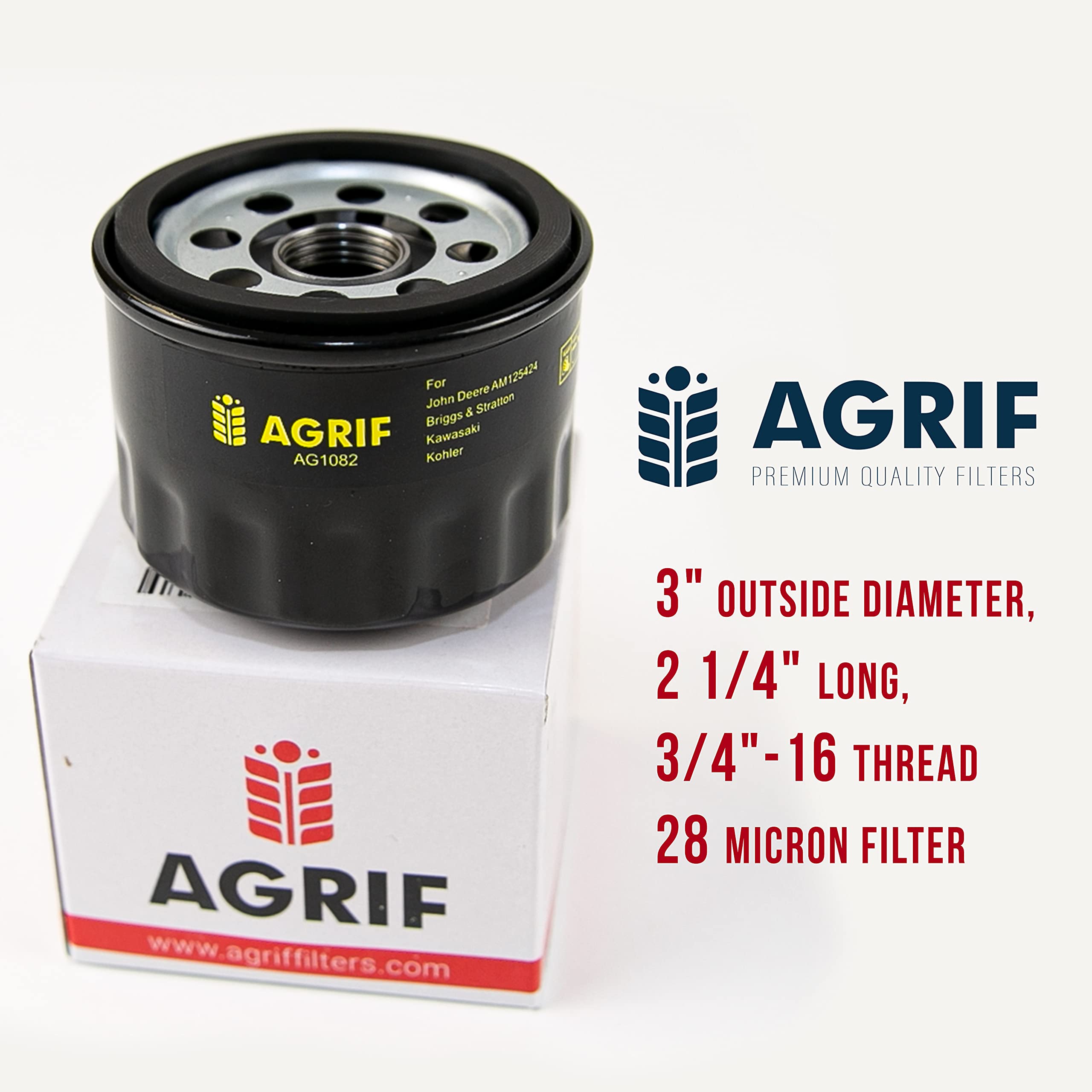 Agrif Replacement 2-Pack Oil Filter Fits For John Deere AM125424, Tecumseh 36563, Kawasaki 49065 7007, Pro Performance Lawn Mower Oil Filter