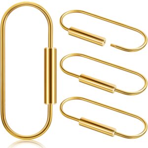 willbond brass key ring gold screw lock clip key ring chain durable simple brass keychain holder (cylinder,4 pieces)