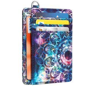 coco rossi slim front pocket wallet rfid blocking minimalist credit card holder wallet with d-shackle for women,mandala