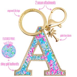 Lilly Pulitzer Leatherette Initial Keychain, Letter Bag Charm for Women, Best Fishes (A)