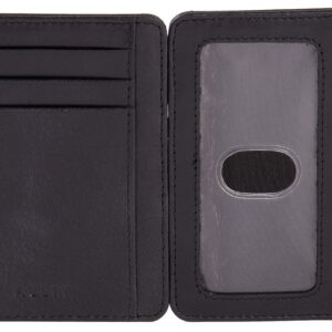 AULIV Card Holder Leather Magic Wallet RFID Blocking Slim Minimalist Front Pocket Credit Card Case for Men Women (Black)