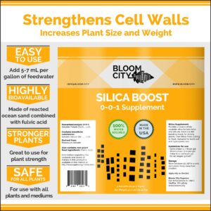 Liquid Silica Boost Fertilizer and Supplement by Bloom City, 1/2 Pint (8 oz) Concentrated Makes 45 Gallons