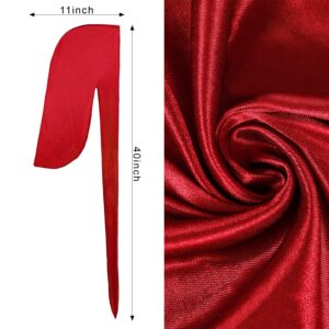 4PCS Silky Satin Durags for Men Women Waves, with 1 Wave Cap, Extra Long Tails (Red, Blue, Black, White)