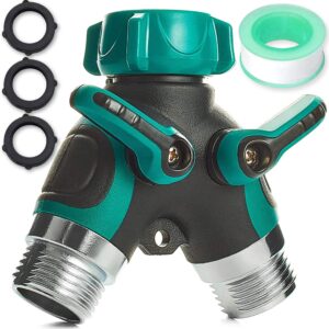 Hose Splitter 2 Way Heavy Duty, Strong & Durable Garden Y Hose Splitter Connector Metal Body, Faucet Splitter, Hose Adapter, Water Tap Outdoor, Two Way Double Dual Hose Splitter, Water Spigot Splitter