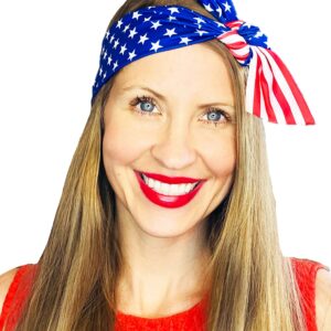 Shimmer Anna Shine Red White and Blue Patriotic American Flag Tie Headband USA (Red White and Blue Stars and Stripes)