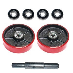 Tory Carrier Pallet Jack/Truck Wheels 7 inchx 2 inch Poly Tread red Fasteners - A Pair