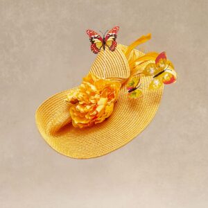 BABEYOND Tea Party Fascinator Hat for Women Kentucky Headwear Derby Pillbox Wide Brim Church Hat for Cocktail Wedding