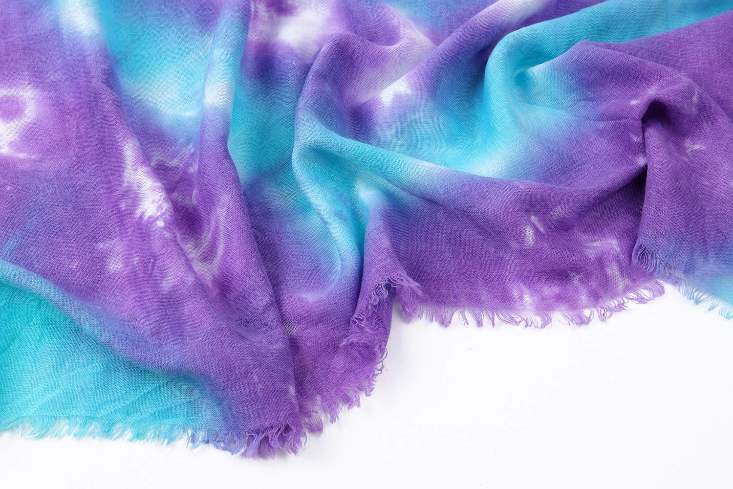 GERINLY Lavender Color Tie Dye Scarf Aesthetic Active Neck Wrap Fashion Shoulder Shawl Natural Hijabs for Vacation (Purple Turquoise)