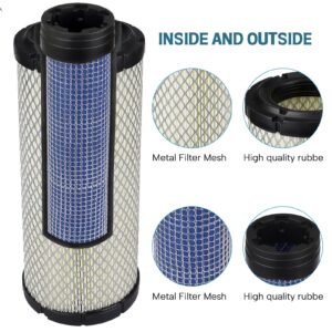 25 083 01-S Outer Air Filter & 25 083 04-S Inner Filter Compatible with Kawasaki 11013-7020 11013-7019 11013-7044 11013-7045 Kubota TA040-93230 TA040-93220 Lawn Mover M131802 M131803