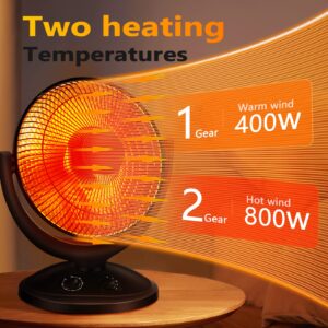 Antarctic Star Space Heater, Portable Heater Electric Ceramic Small Heater Indoor Use Oscillating Radiant Dish Heater Overheat Protection Quiet with Adjustable Tilt for Home or Office, 800W Black