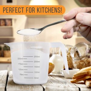 U.S. Kitchen Supply - Set of 3 Plastic Graduated Measuring Cups with Pitcher Handles - 1, 2 and 4 Cup Capacity, Ounce and ML Cup Markings - Measure & Mix Recipe Ingredients, Flour, Water, Oil, Batter