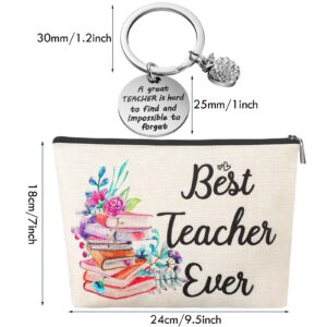 Weewooday Teacher Appreciation Present for Women Makeup Bag Keychain for Teacher for 2024 Graduation