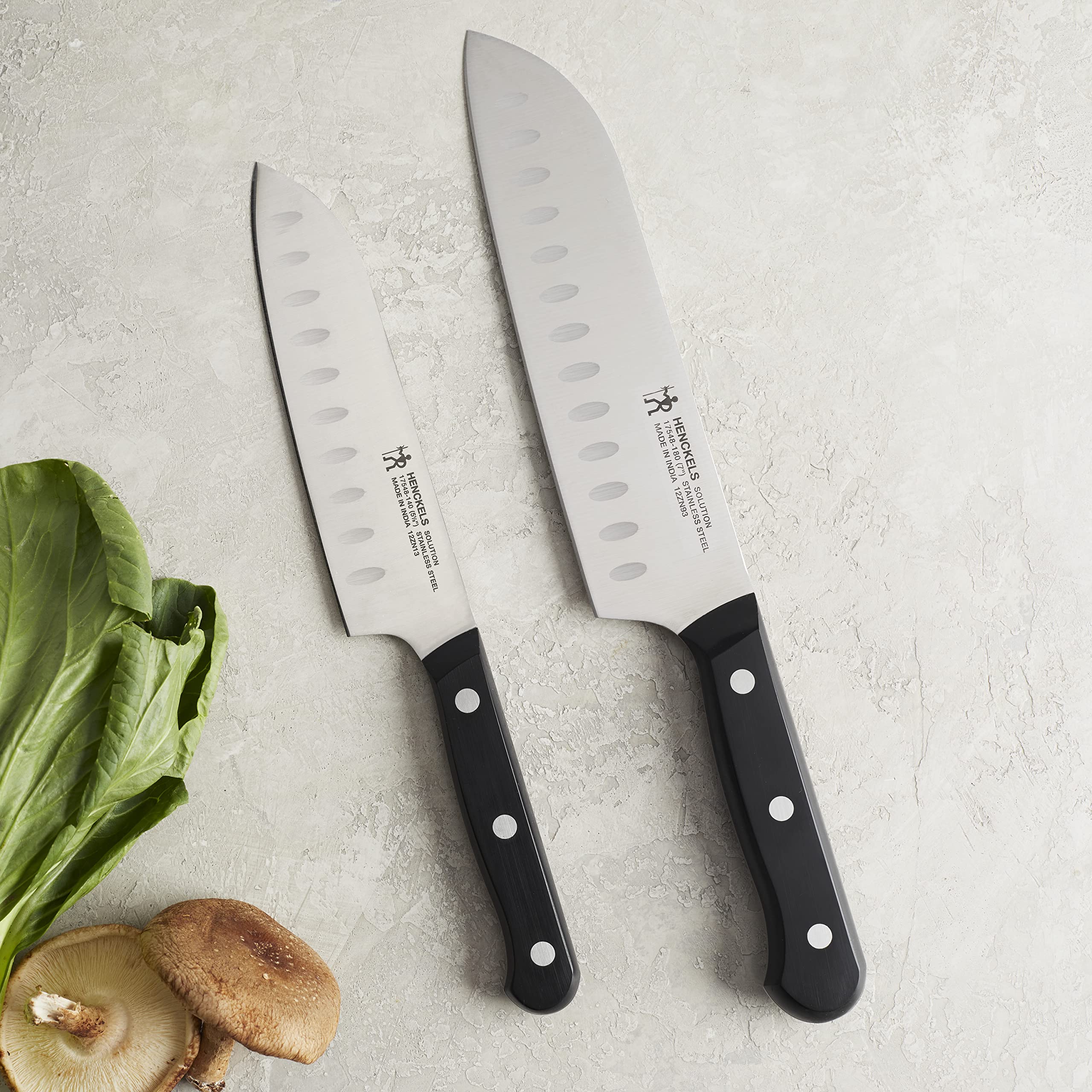 HENCKELS Solution Razor-Sharp 2-pc Knife Set, Santoku Knife 5 Inch, Santoku Knife 7 Inch, German Engineered Informed by 100+ Years of Mastery, Stainless Steel