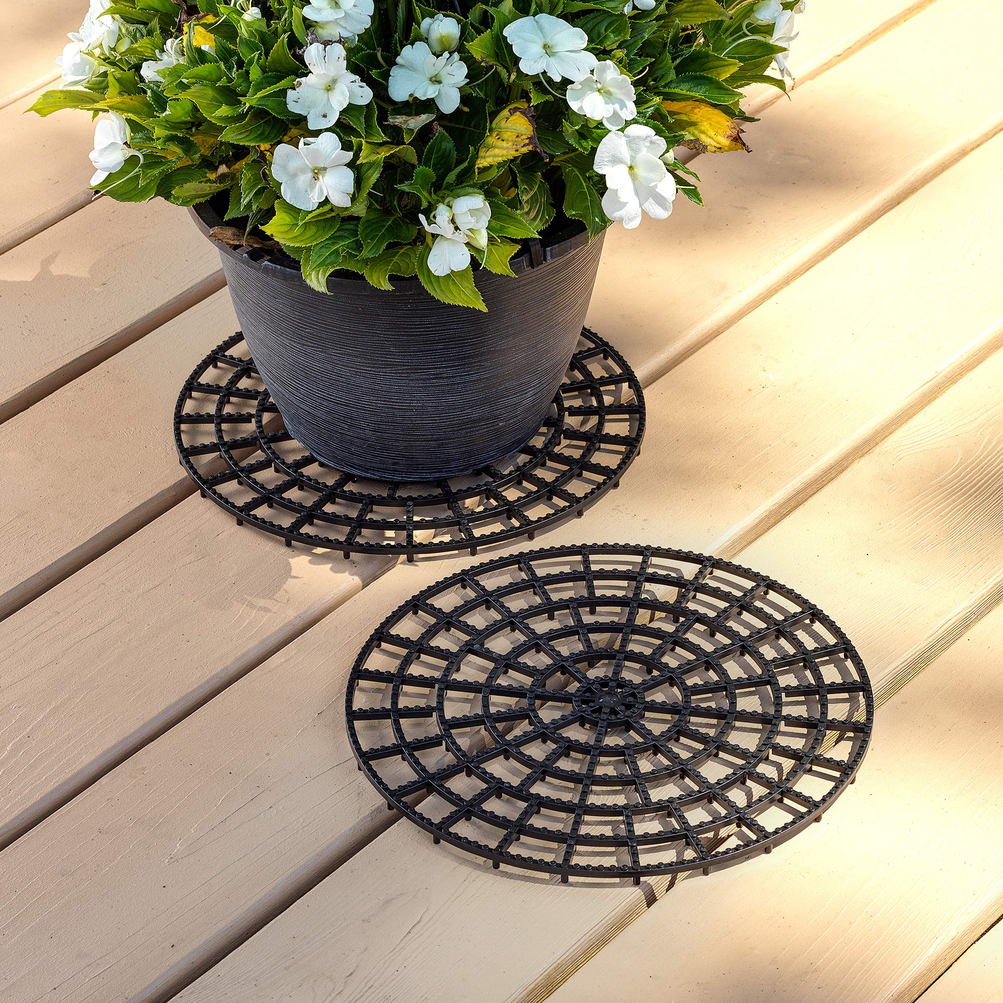 Patio & Deck Floor Protector (Set of 4) 12 in. Perfect Outdoor Plant Trivet Plant Stand Outdoor Plant Base Outdoor Plant Stands for Patio Deck Planter Plant Coaster Trivet Plant Deck protectors plants