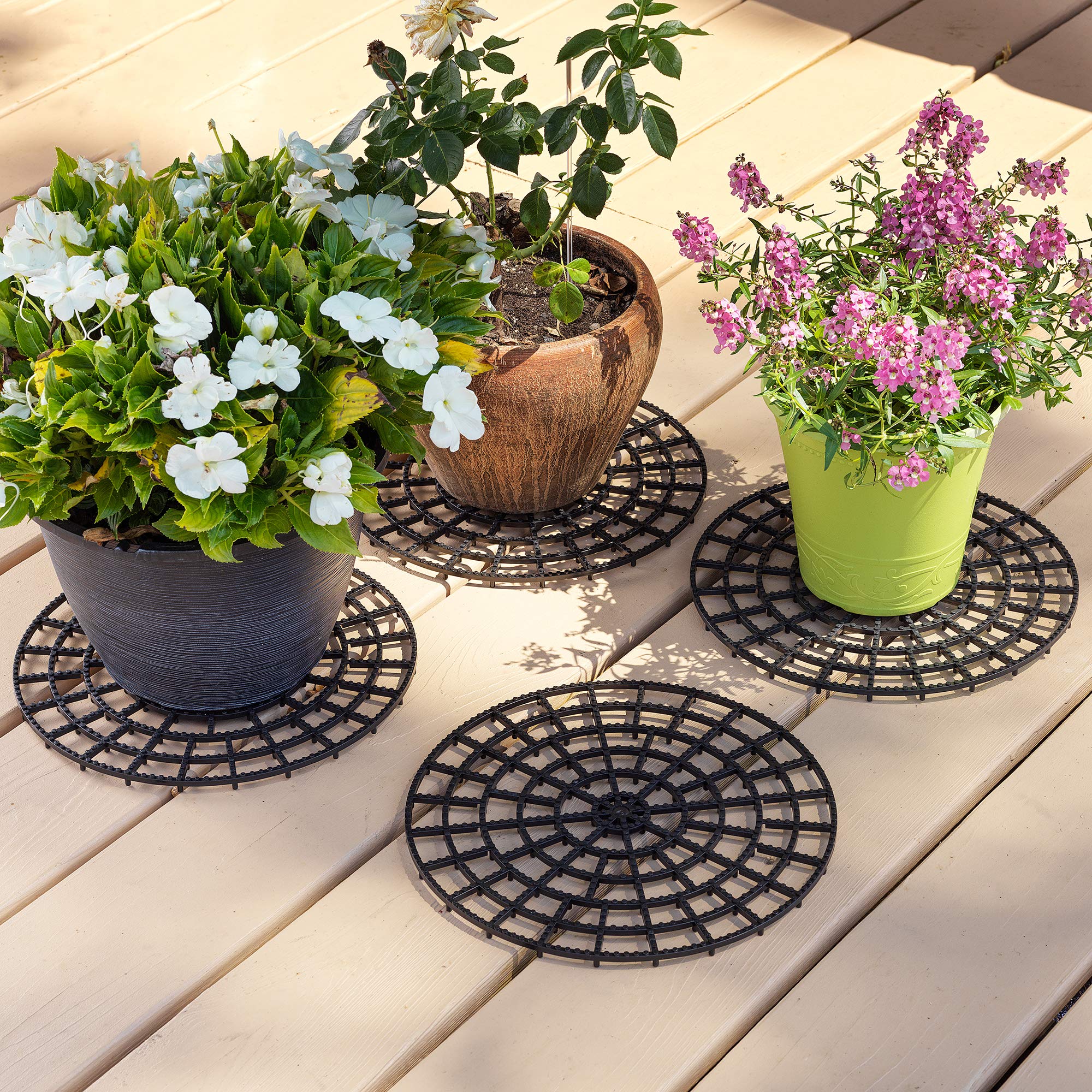 Patio & Deck Floor Protector (Set of 4) 12 in. Perfect Outdoor Plant Trivet Plant Stand Outdoor Plant Base Outdoor Plant Stands for Patio Deck Planter Plant Coaster Trivet Plant Deck protectors plants